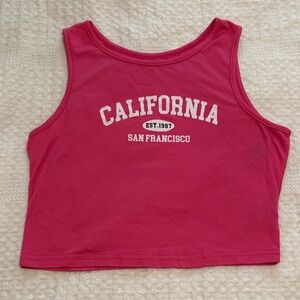 SHEIN Pink "California San Francisco" Crop Tank Top